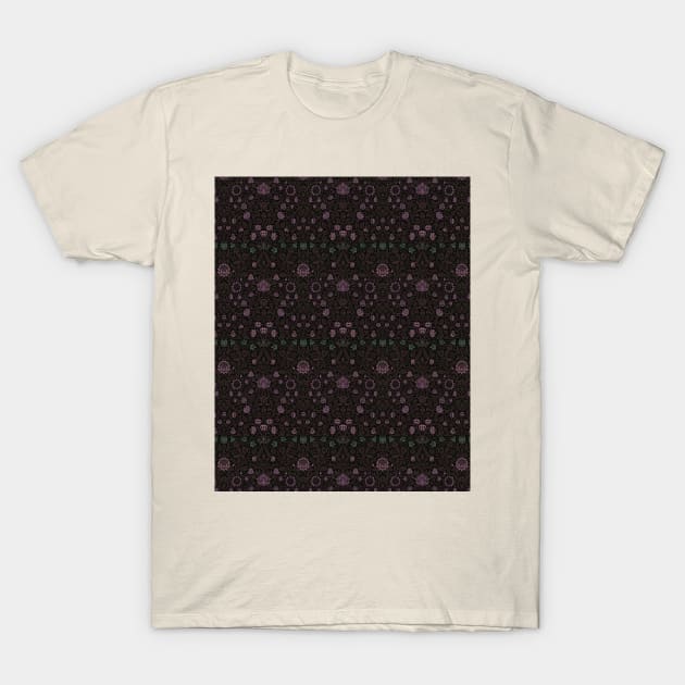 William Morris Violet and Columbine Dark Pink T-Shirt by tiokvadrat